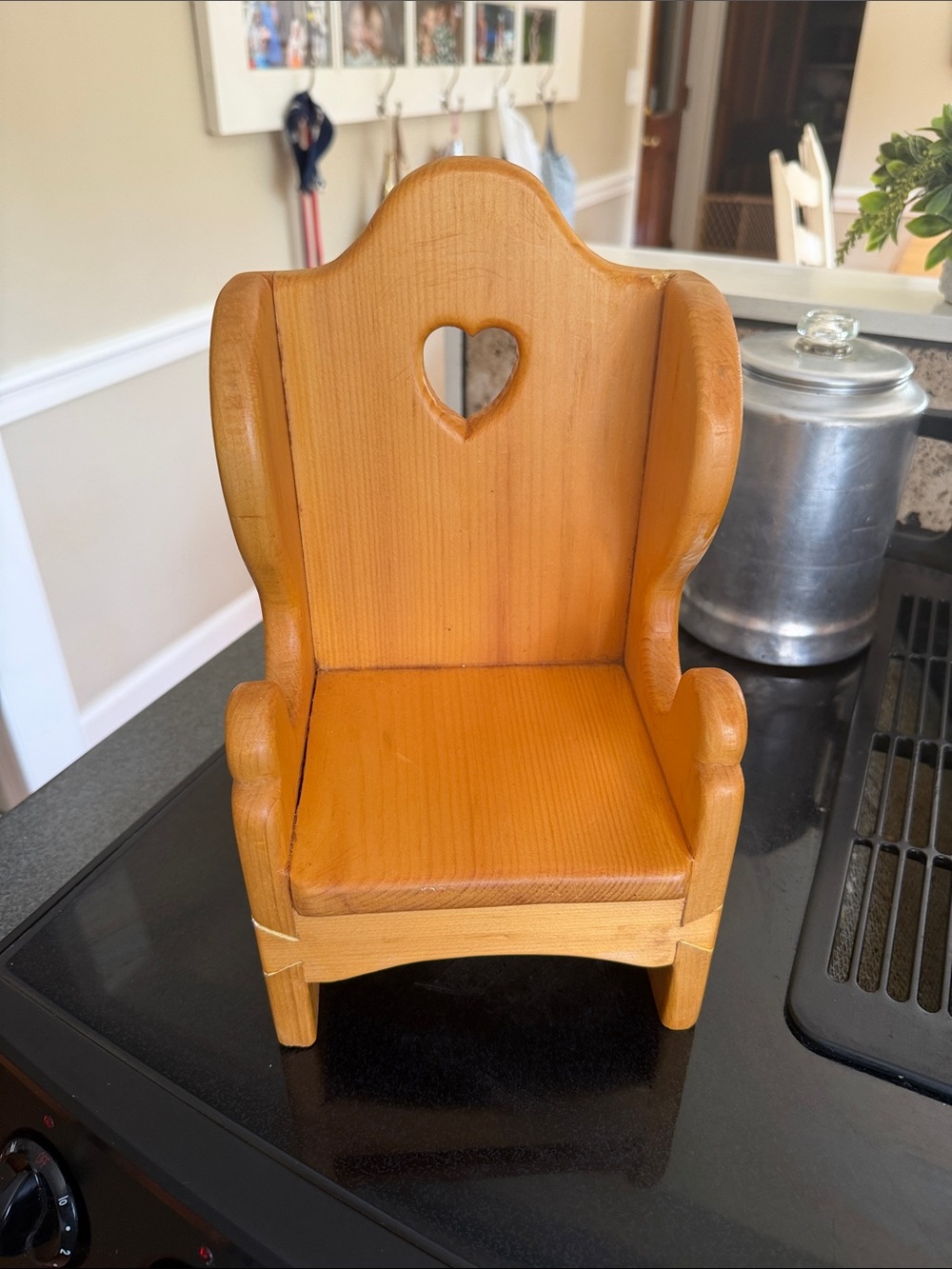 Wooden Heart-Back Doll Chair - Honey Tone
